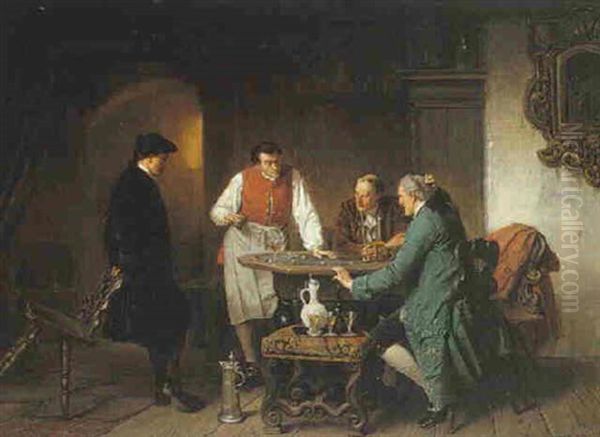 The Gamblers Oil Painting by Josef Munsch