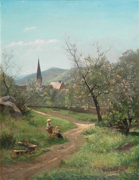 Blossoming Apricot Trees by Leopold Munsch