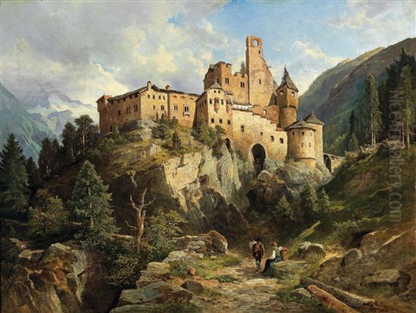 View Of The Castello Die Tures Oil Painting by Leopold Munsch