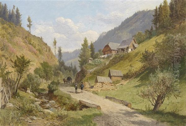 Landschaft In Niederosterreich Oil Painting by Leopold Munsch