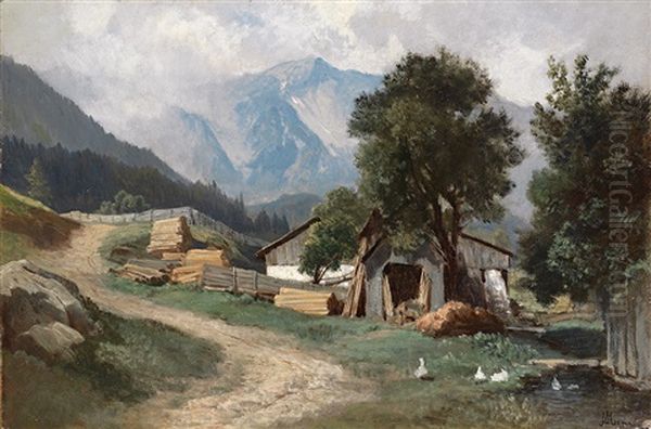 Motiv Aus Gastein Oil Painting by Leopold Munsch