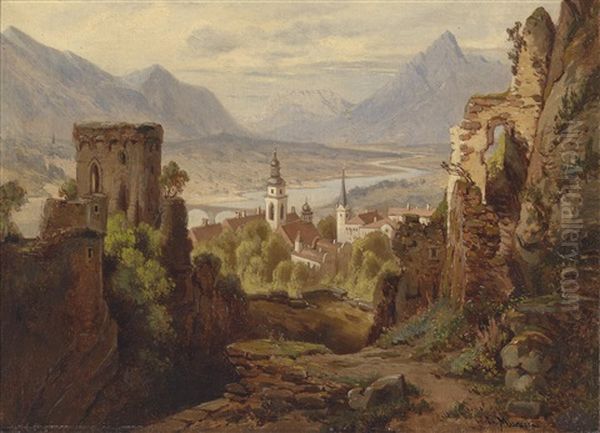 Blick Auf Rattenberg Am Inn Oil Painting by Leopold Munsch