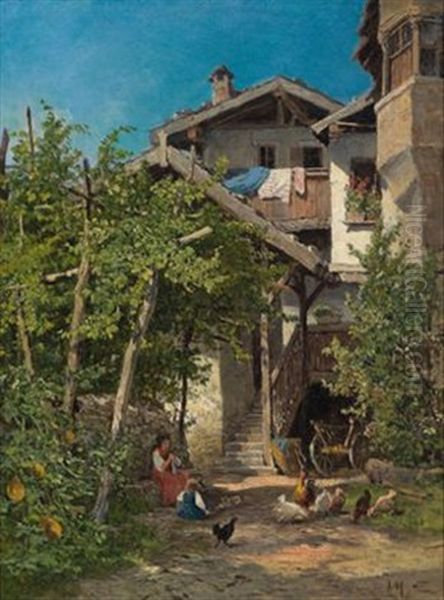 Bauernhaus Im Sommerlicht Oil Painting by Leopold Munsch