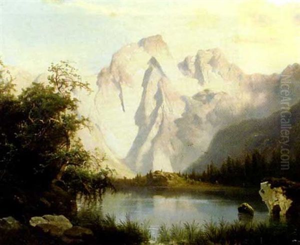 Alpensee Oil Painting by Leopold Munsch