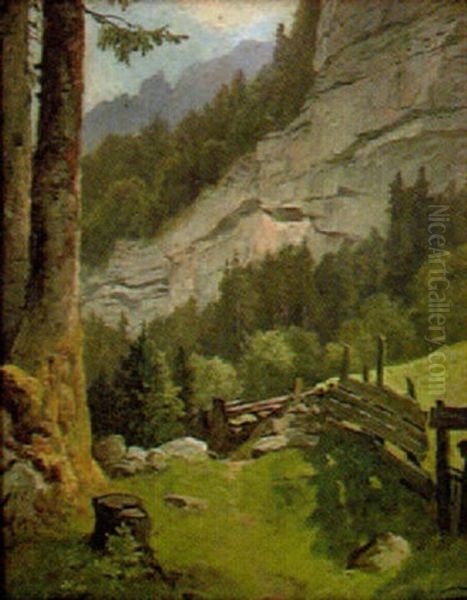 Im Ehernthal Bei Hallstadt Oil Painting by Leopold Munsch