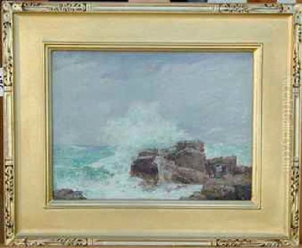 Crashing Waves On Rocks; Oil Painting by Albert Henry Munsell