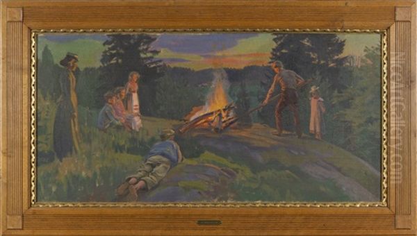 Midsummer Oil Painting by Alarik (Ali) Munsterhjelm