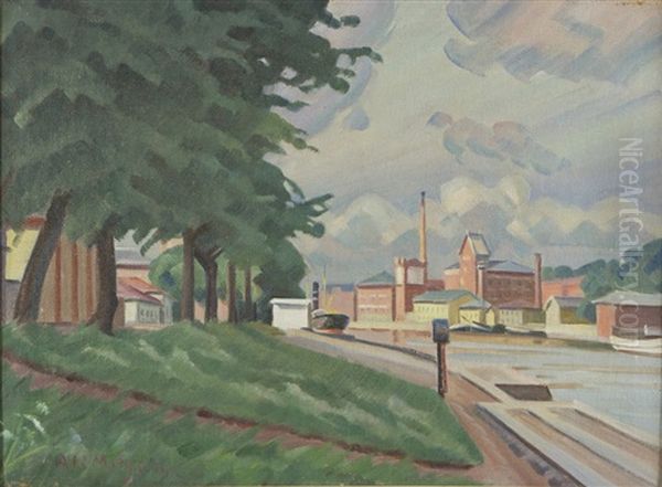 Aurajoki Oil Painting by Alarik (Ali) Munsterhjelm