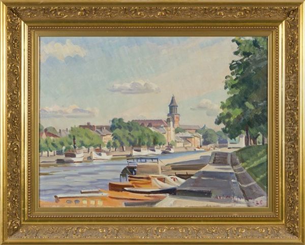 Aurajoki Oil Painting by Alarik (Ali) Munsterhjelm