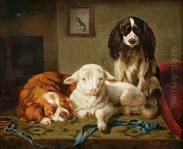 Spaniels And Lamb by P. Billmark