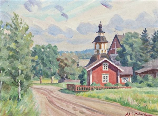 Church Road Oil Painting by Alarik (Ali) Munsterhjelm