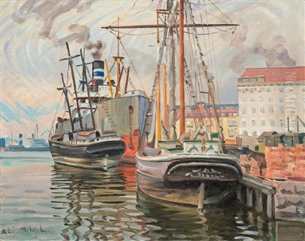 From The Harbour Of Helsinki Oil Painting by Alarik (Ali) Munsterhjelm