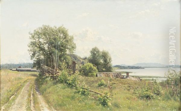 A Summer Day In Tuulos Oil Painting by Magnus Hjalmar Munsterhjelm