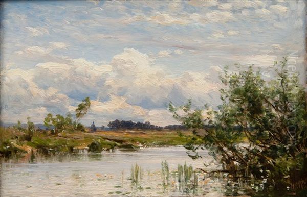 By The River Oil Painting by Magnus Hjalmar Munsterhjelm