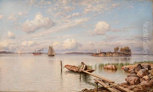 Summer's Day Oil Painting by Magnus Hjalmar Munsterhjelm