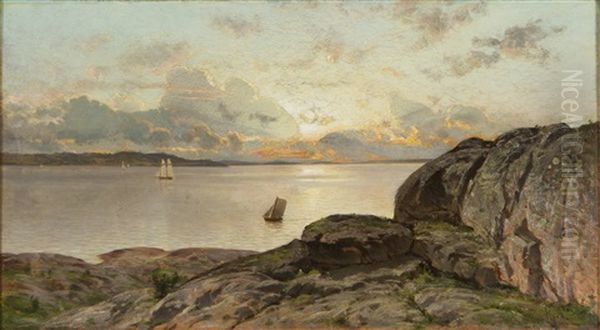 Summer Landscape Oil Painting by Magnus Hjalmar Munsterhjelm