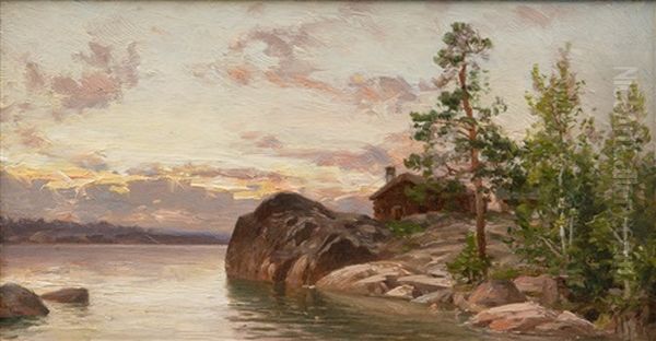 Summer Evening In The Archipelago Oil Painting by Magnus Hjalmar Munsterhjelm