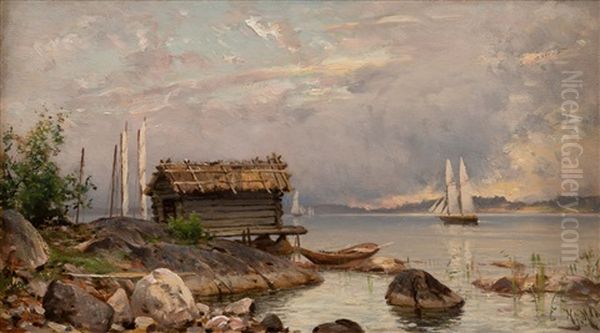 Early Morning In The Western Archipelago Oil Painting by Magnus Hjalmar Munsterhjelm