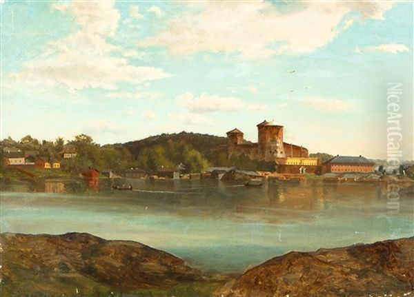 Savonlinna Oil Painting by Magnus Hjalmar Munsterhjelm