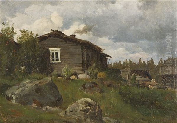 Croft Oil Painting by Magnus Hjalmar Munsterhjelm