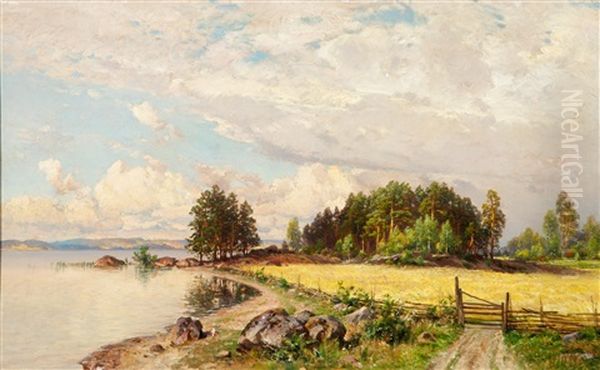 Summer Landscape Oil Painting by Magnus Hjalmar Munsterhjelm