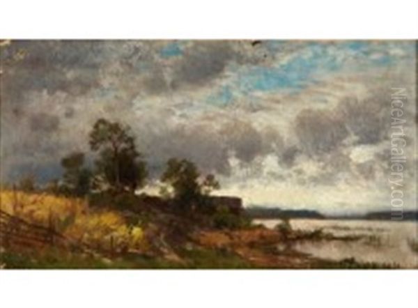 Cloudy Day Oil Painting by Magnus Hjalmar Munsterhjelm