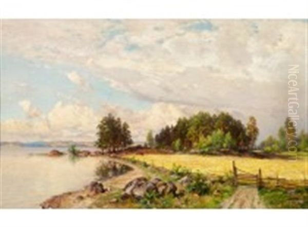 Summer Landscape Oil Painting by Magnus Hjalmar Munsterhjelm