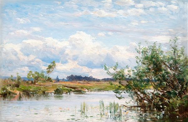 Summer Morning Oil Painting by Magnus Hjalmar Munsterhjelm