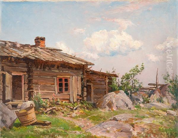 View From A Courtyard Oil Painting by Magnus Hjalmar Munsterhjelm