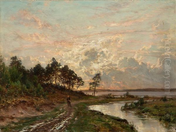 Evening Mood Oil Painting by Magnus Hjalmar Munsterhjelm