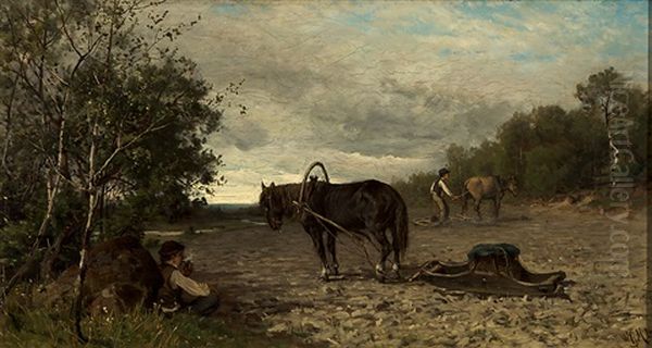 Field Worker Resting Oil Painting by Magnus Hjalmar Munsterhjelm