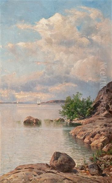 Summer Day In The Archipelago Oil Painting by Magnus Hjalmar Munsterhjelm