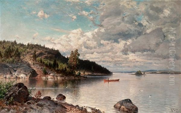 A Warm Summer Day Oil Painting by Magnus Hjalmar Munsterhjelm