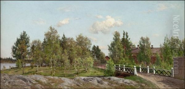 Vanha Kotisilta Oil Painting by Magnus Hjalmar Munsterhjelm