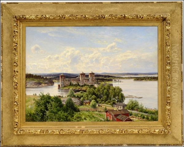 Kesapilvia Olavinlinnan Ylla Oil Painting by Magnus Hjalmar Munsterhjelm