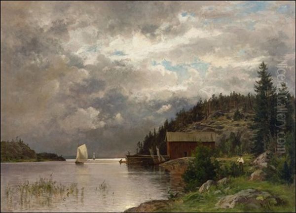 Ilta Baronsalmessa - Afton I Barosund Oil Painting by Magnus Hjalmar Munsterhjelm