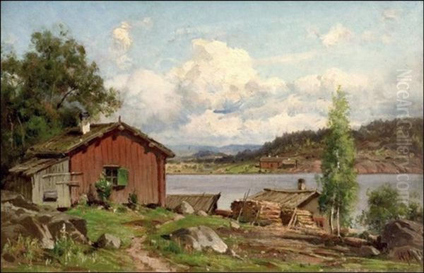 Rantamokkeja Oil Painting by Magnus Hjalmar Munsterhjelm