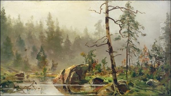 Usva Oil Painting by Magnus Hjalmar Munsterhjelm