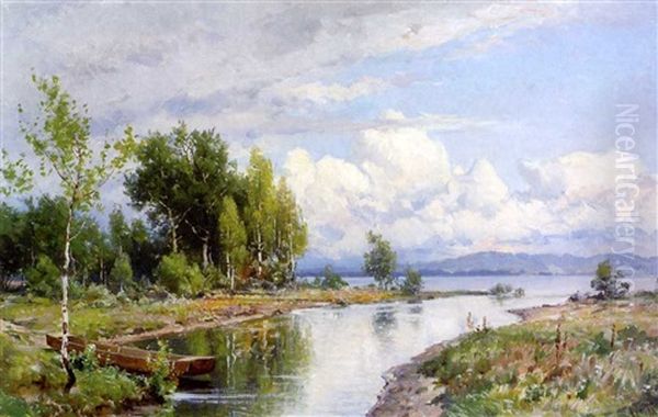 Kesapilvia Oil Painting by Magnus Hjalmar Munsterhjelm