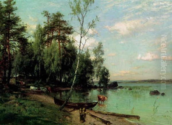 Kesaidylli, Tuulos Oil Painting by Magnus Hjalmar Munsterhjelm