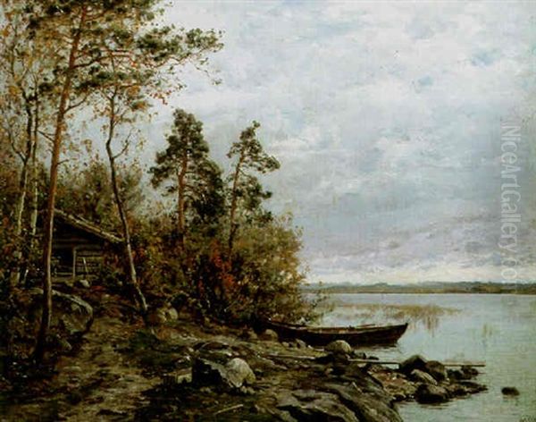 Hostmorgon Oil Painting by Magnus Hjalmar Munsterhjelm