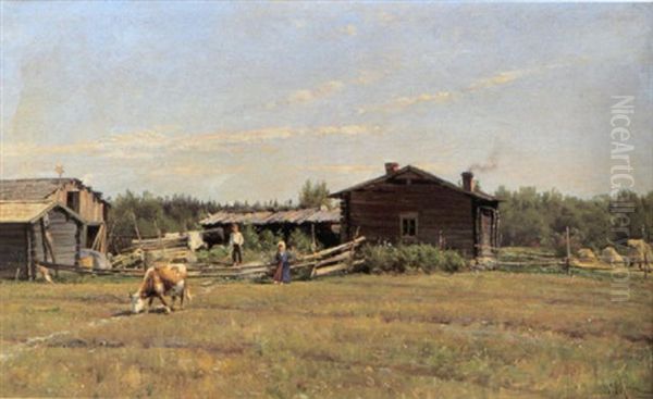 Torp I Tavastland Oil Painting by Magnus Hjalmar Munsterhjelm