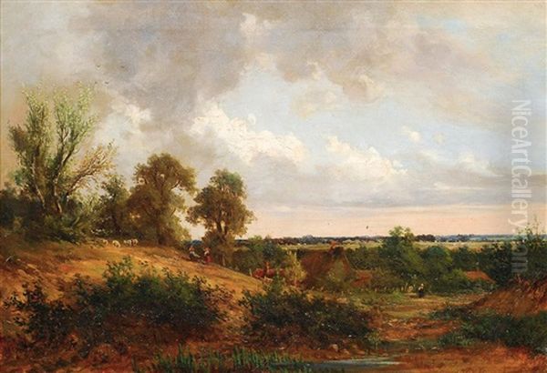 Norddeutsche Landschaft Mit Schafherde Oil Painting by David Heinrich Munter