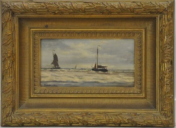 Voiliers En Mer Oil Painting by Gerhard Arij Ludwig Morgenstjerne Munthe