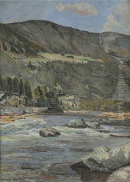 Elveparti Fra Valdres Oil Painting by Gerhard Arij Ludwig Morgenstjerne Munthe