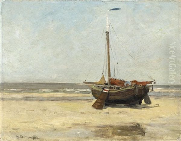 Strand Mit Aufliegendem Kustensegler Oil Painting by Gerhard Arij Ludwig Morgenstjerne Munthe