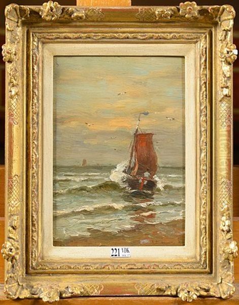 Chalutier En Bord De Mer Oil Painting by Gerhard Arij Ludwig Morgenstjerne Munthe