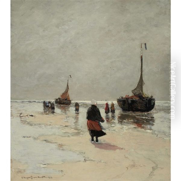 Scheveningen Beach, Holland Oil Painting by Gerhard Arij Ludwig Morgenstjerne Munthe