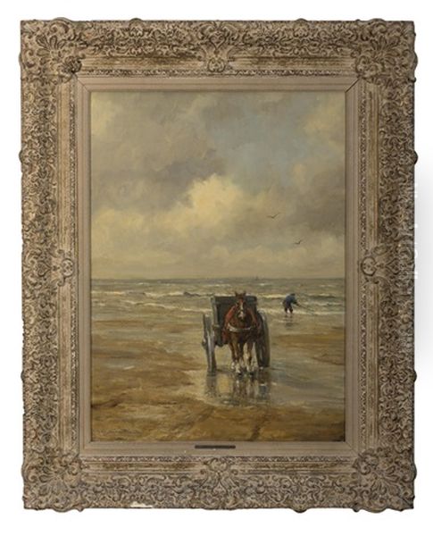 Shell Fisherman With Horse And Cart Oil Painting by Gerhard Arij Ludwig Morgenstjerne Munthe