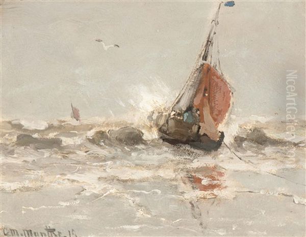 Barge In The Surf Oil Painting by Gerhard Arij Ludwig Morgenstjerne Munthe